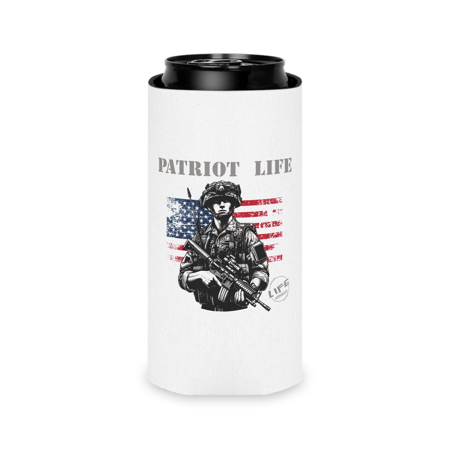Patriot Life Can Cooler | Military-Themed Beverage Holder | Perfect for BBQs, Tailgates, and Patriotic Celebrations