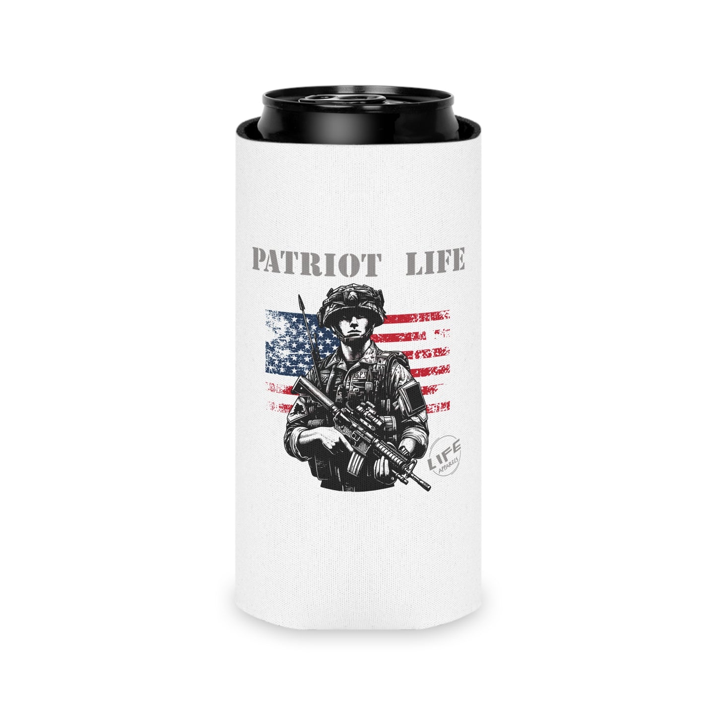 Patriot Life Can Cooler | Military-Themed Beverage Holder | Perfect for BBQs, Tailgates, and Patriotic Celebrations