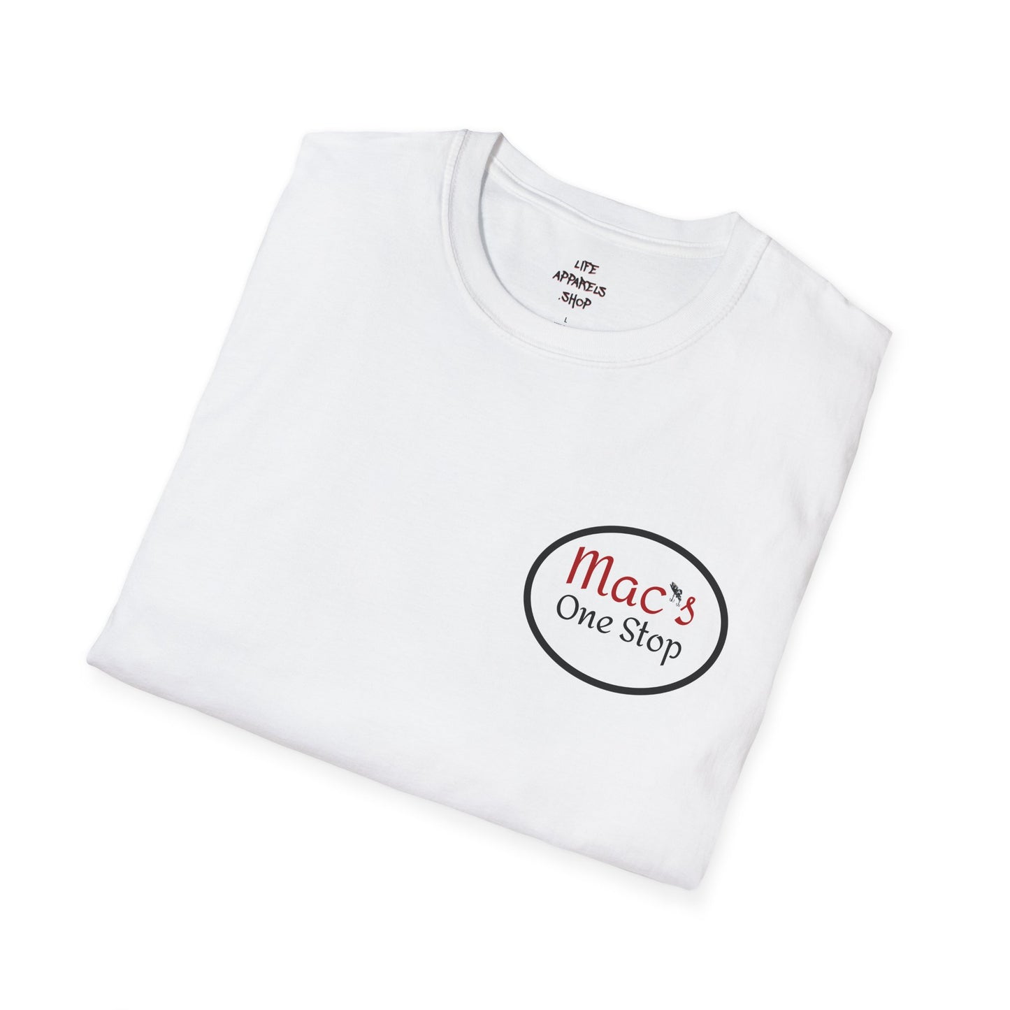 Mac's One Stop Softstyle T-Shirt - Perfect for Fishing Enthusiasts and Outdoor Adventures