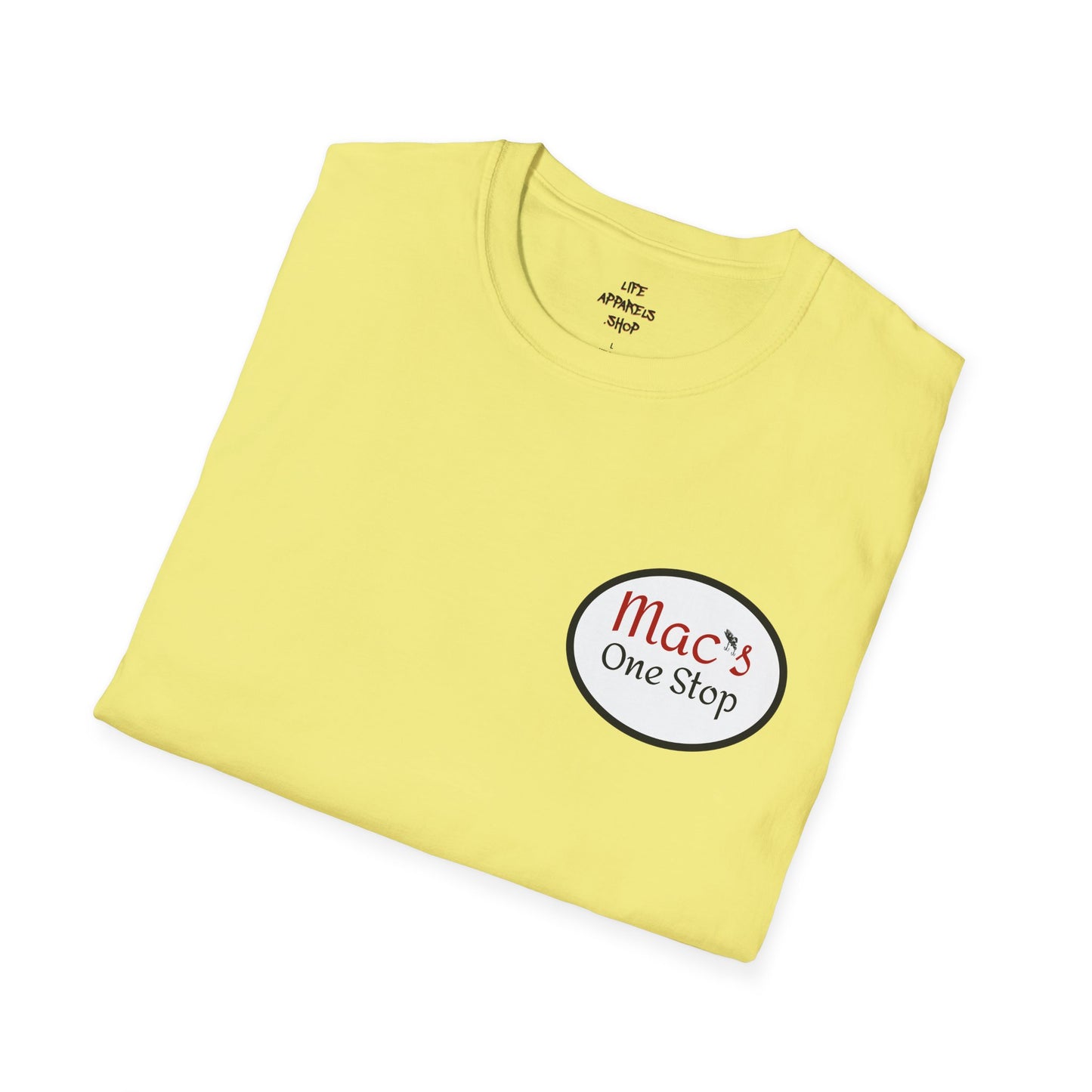 Mac's One Stop Softstyle T-Shirt - Perfect for Fishing Enthusiasts and Outdoor Adventures