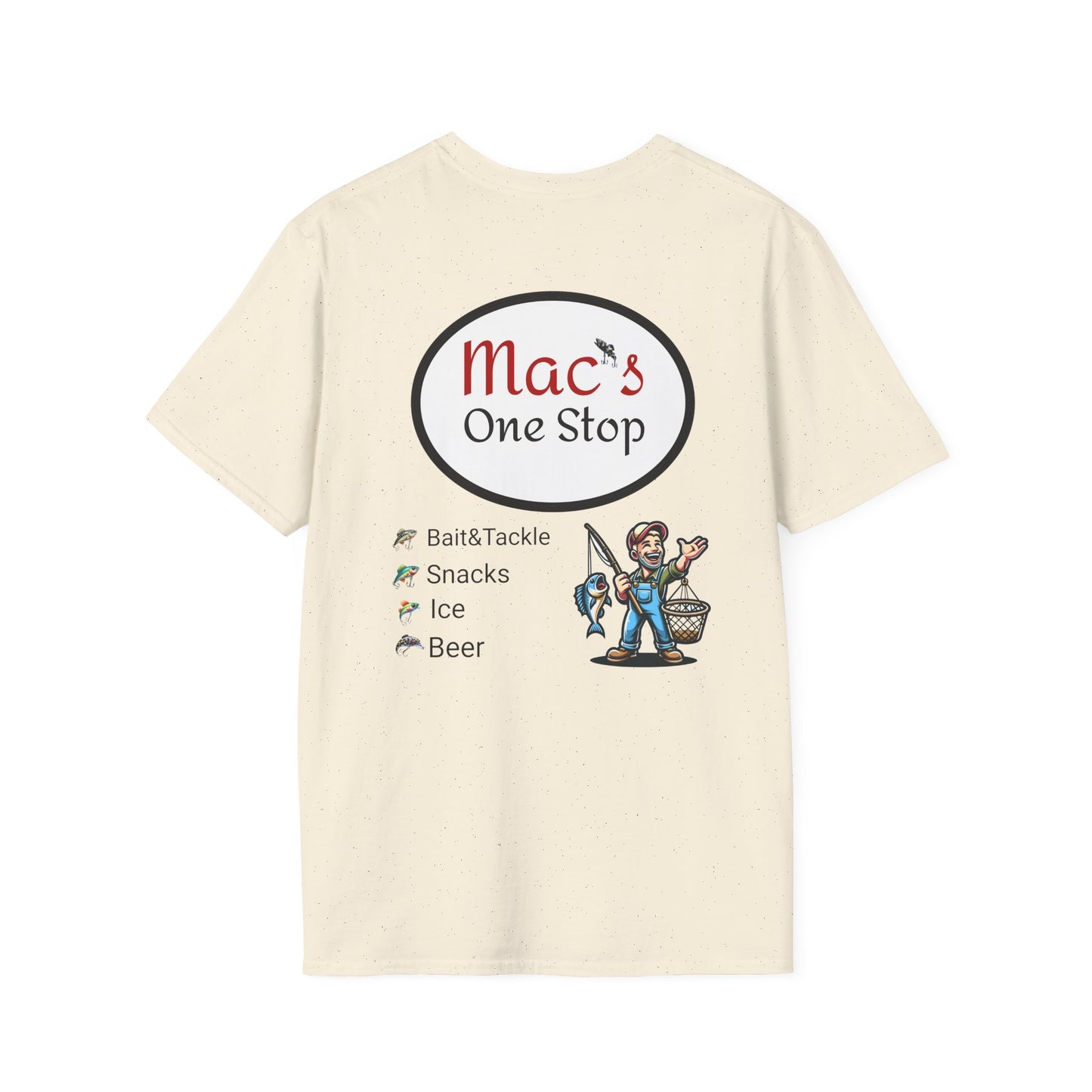 Mac's One Stop Softstyle T-Shirt - Perfect for Fishing Enthusiasts and Outdoor Adventures