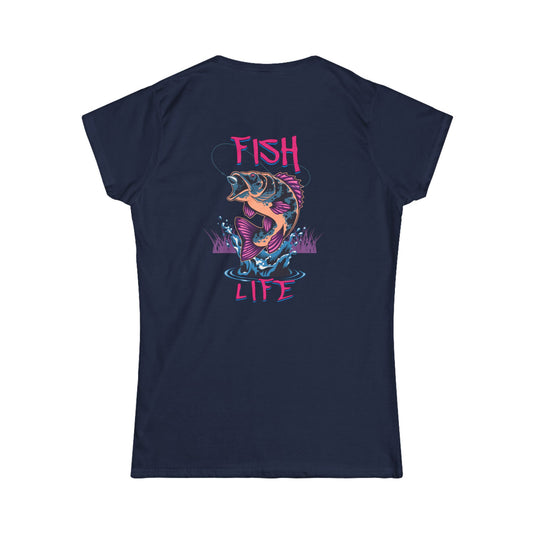Fish Life Graphic Tee - Vibrant Women's Softstyle T-Shirt for Fishing Enthusiasts