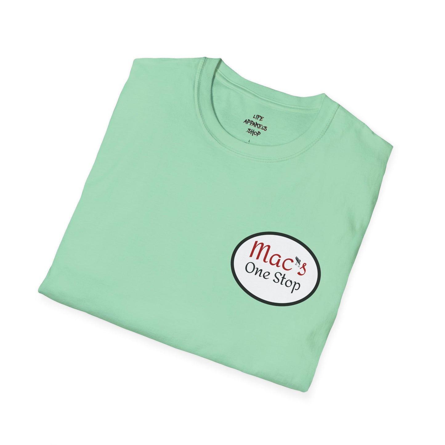 Mac's One Stop Softstyle T-Shirt - Perfect for Fishing Enthusiasts and Outdoor Adventures