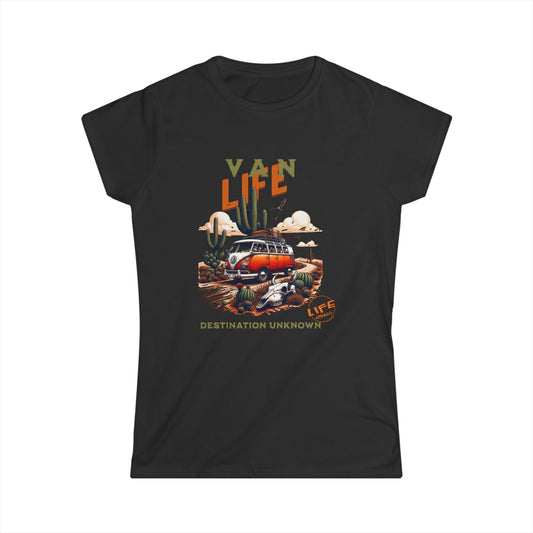 Adventure Awaits Women's Tee, Van Life Shirt, Travel T-Shirt, Camping Tee, Summer Vibe Top, Gift for Wanderers