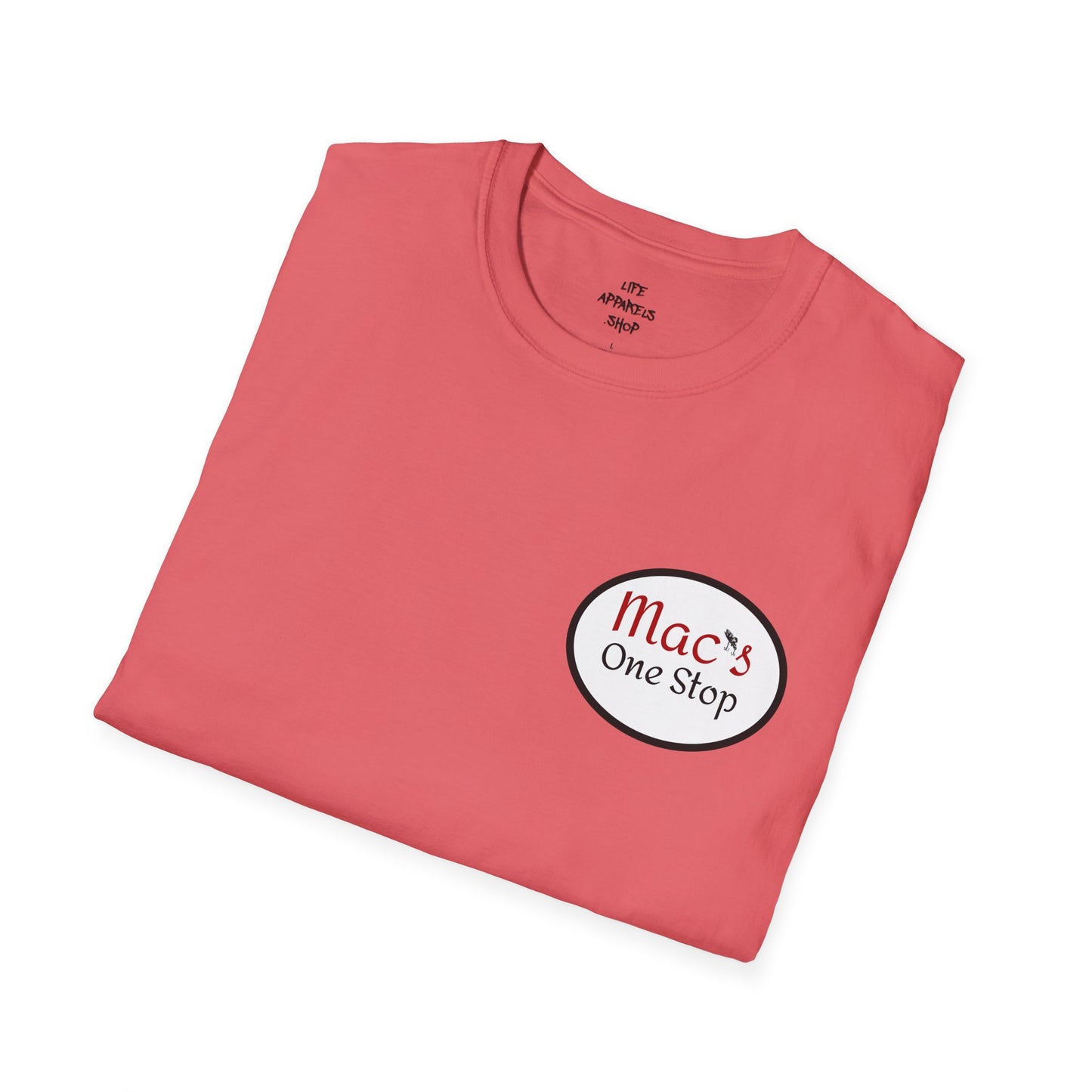 Mac's One Stop Softstyle T-Shirt - Perfect for Fishing Enthusiasts and Outdoor Adventures