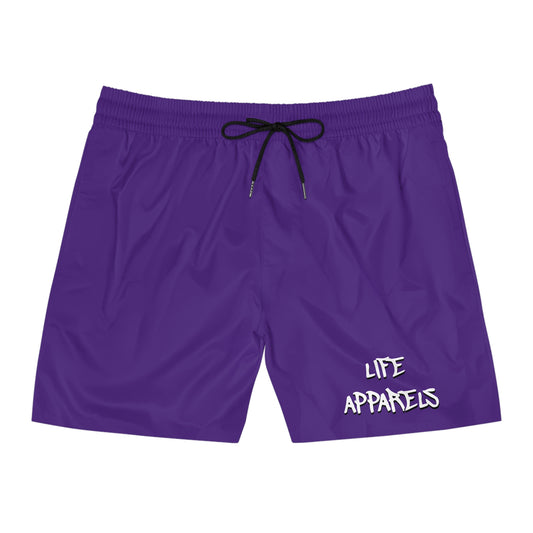 Vibrant Purple Swim Shorts with 'Life Apparels' Design - Summer Ready!