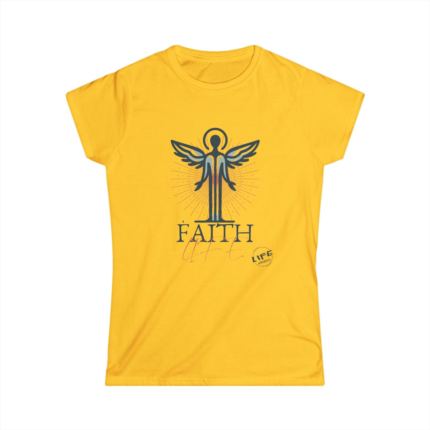 Faithful Angel Women's Softstyle Tee - Inspirational Shirt for Everyday, Gifts for Her, Motivational Art Tee, Spiritual Fashion, Life Quotes