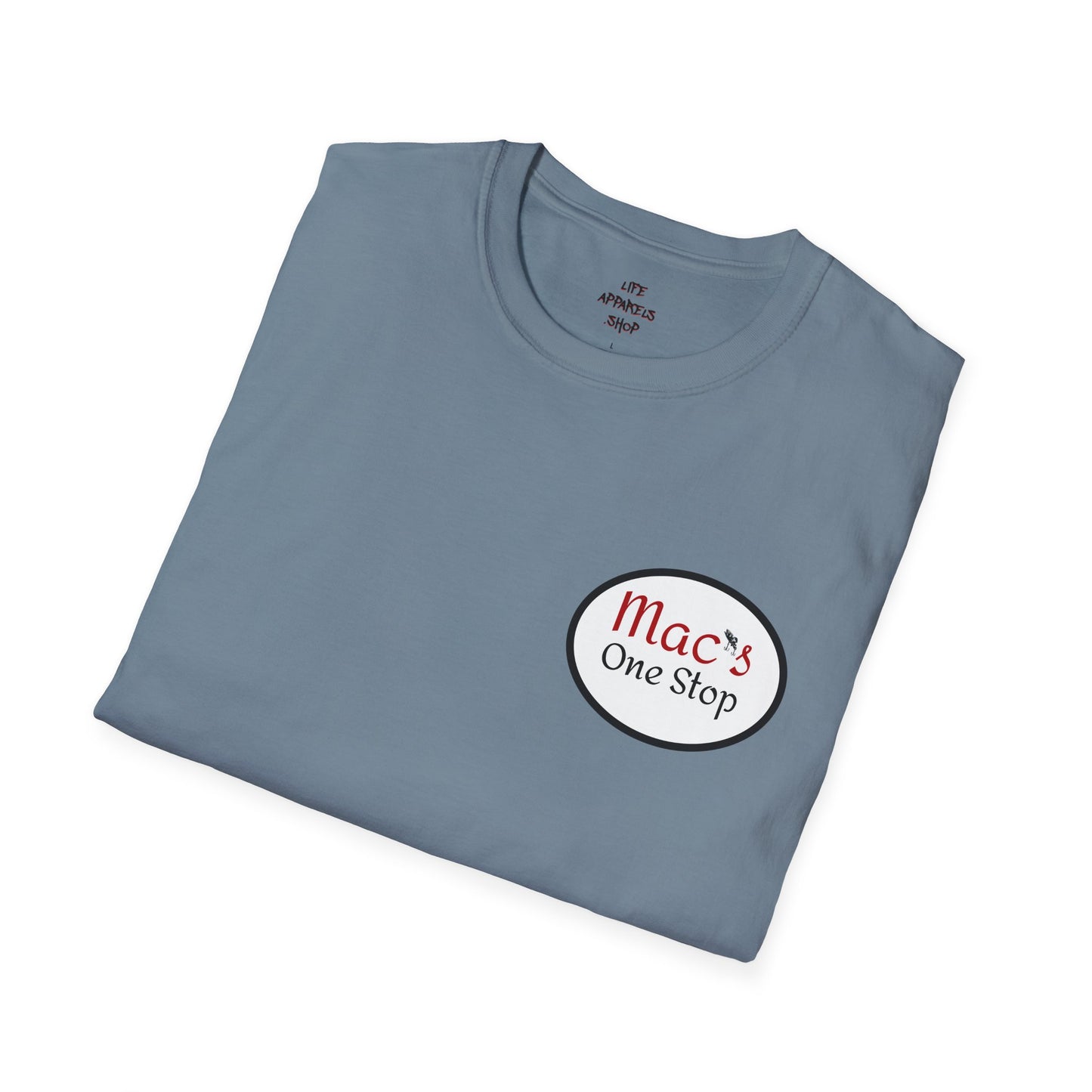 Mac's One Stop Softstyle T-Shirt - Perfect for Fishing Enthusiasts and Outdoor Adventures