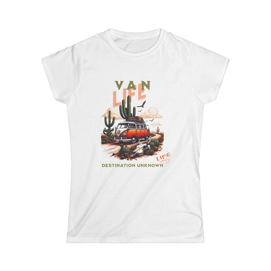 Adventure Awaits Women's Tee, Van Life Shirt, Travel T-Shirt, Camping Tee, Summer Vibe Top, Gift for Wanderers
