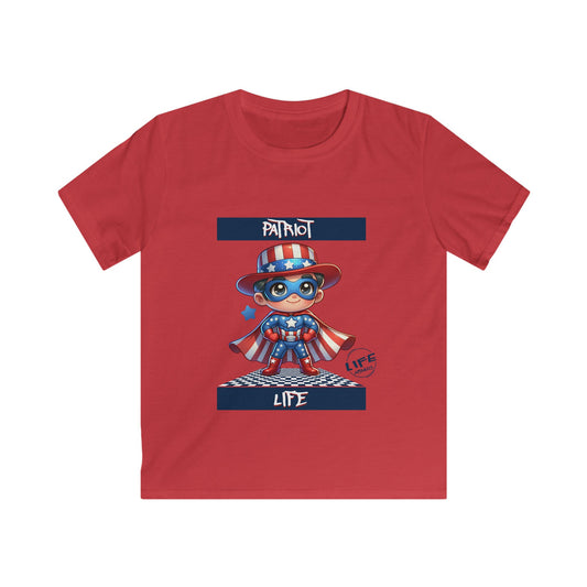 Patriotic Kids Softstyle Tee, Fun Red White Blue Shirt, Children's Independence Day Apparel, Summer Party Outfit, Kids Fourth of July Top