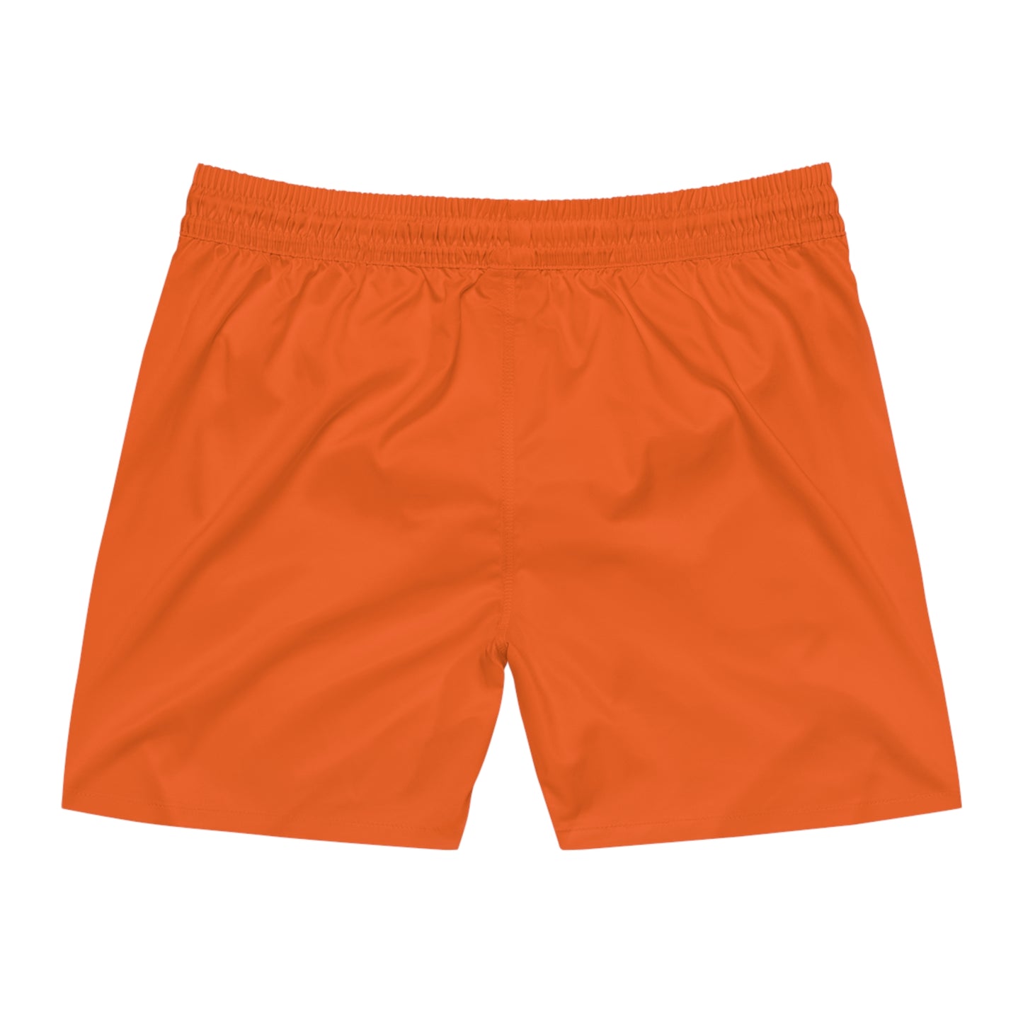 Men's Mid-Length Swim Shorts with 'Life Apparels' Print - Vibrant Orange Beachwear